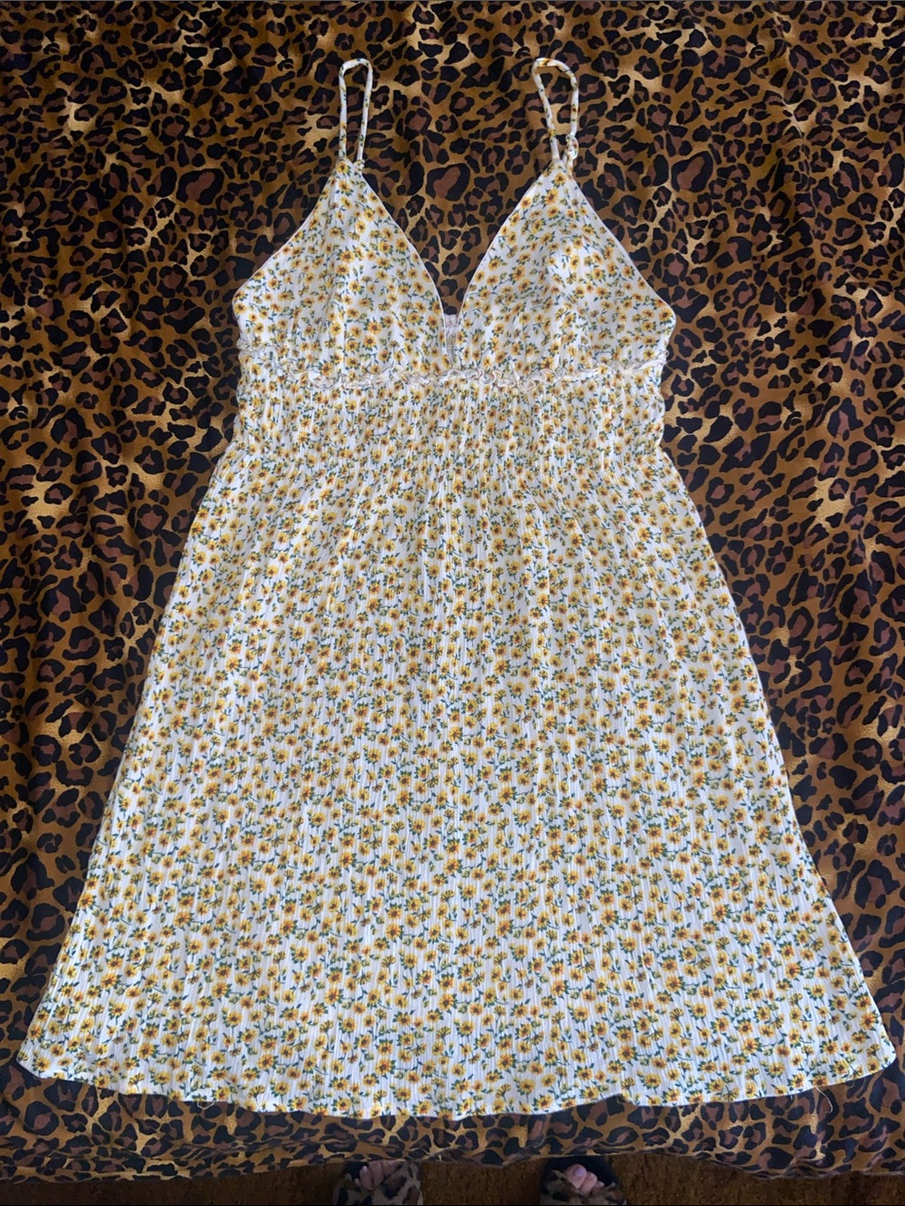 Timing Yellow Sunflower Smocked Cami Babydoll Dress